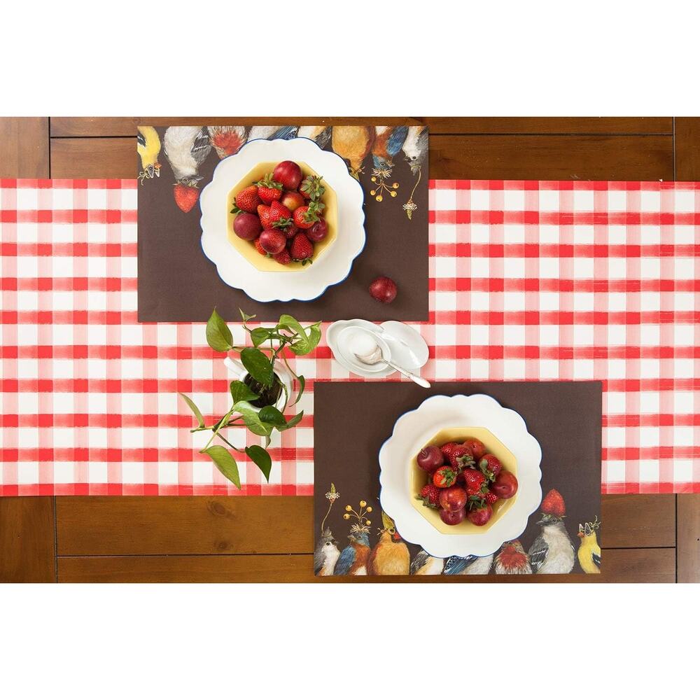 Paper Table Runner Roll - Red White Buffalo Check Plaid Pattern 20x25"